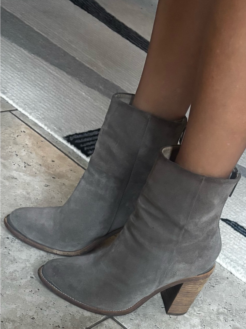 Classic Gray Suede Women’s Ankle Boots